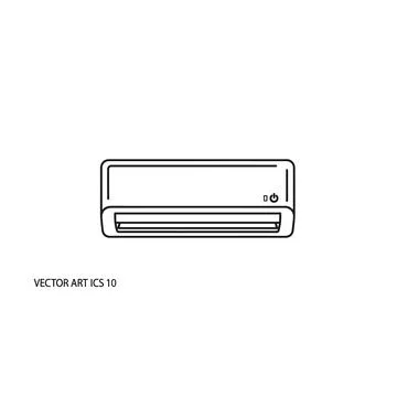 Wall-mounted split air conditioner unit line art vector icon illustration Illustrazione stock