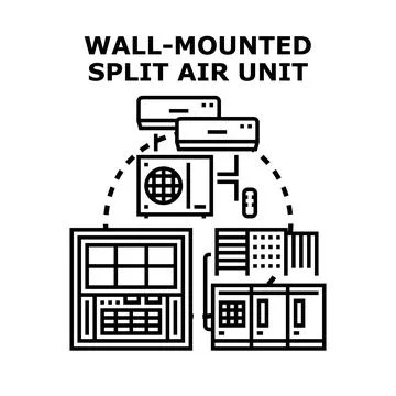 Wall mounted split air unit system concept Stock Illustration