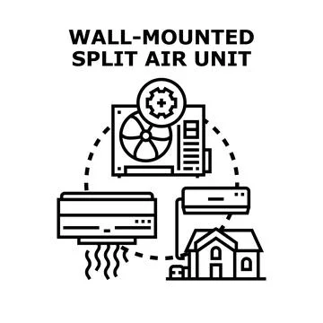 Wall mounted split air unit system concept Stock Illustration