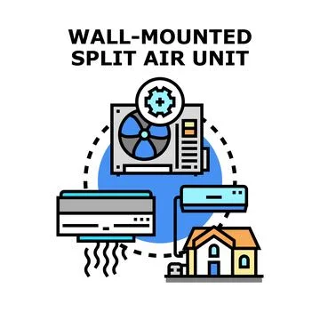 Wall mounted split air unit system concept Stock Illustration