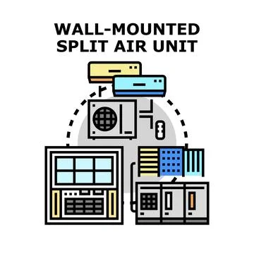 Wall mounted split air unit system concept Stock Illustration