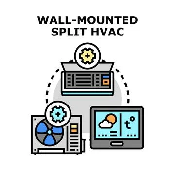 Wall mounted split hvac system components 스톡 일러스트