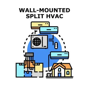 Wall mounted split hvac system cooling heating concept Stock Illustration