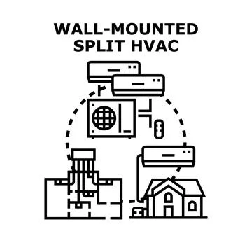 Wall mounted split hvac system cooling heating concept Stock Illustration