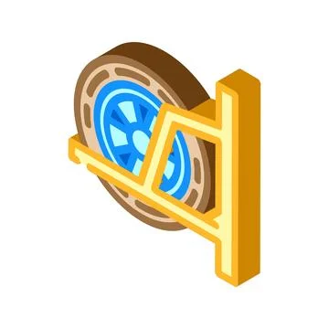 Wall mounted tire rack garage isometric icon vector illustration Illustrazione stock