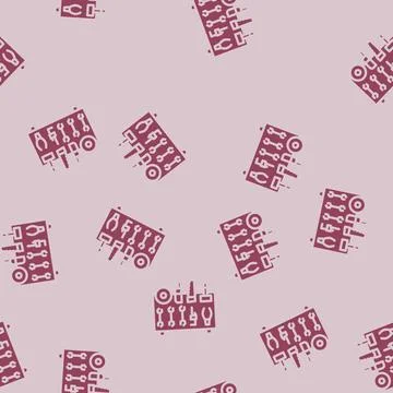 Wall mounted tool rack glyph vector seamless pattern Stock Illustration