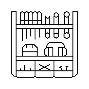 Wall mounted tool rack line icon vector illustration Stock Illustration