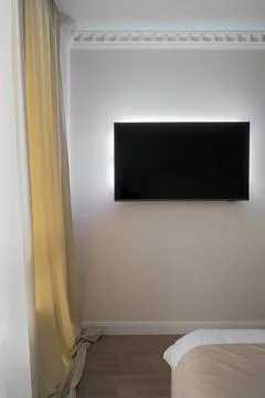 Wall mounted tv screen interior Stock-Fotos