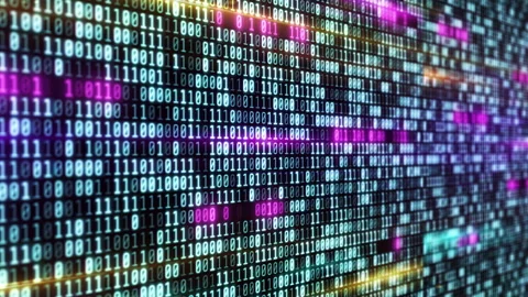 A wall-moving array of binary code. 스톡 동영상 172341763