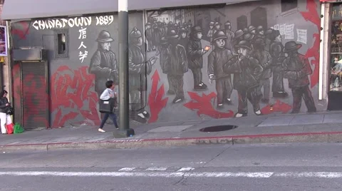Wall mural in China town Video stock 49125040
