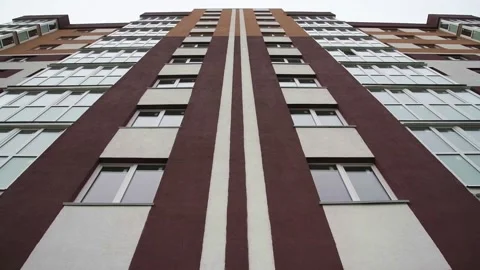 The wall of a new apartment building Видео 152107964