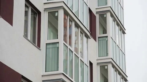 The wall of a new apartment building Видео 152107971