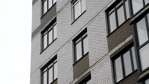 The wall of a new apartment building Stock Footage 205554982