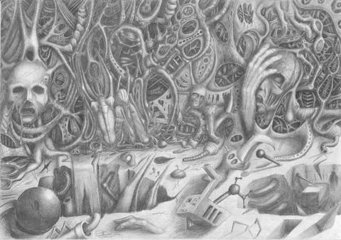 Wall nightmares Stock Illustration