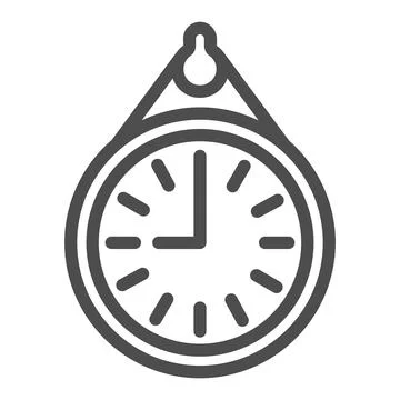 Wall office clock line icon, office life concept, time to work, 9 am vector sign Stock Illustration