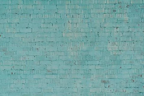 The wall of old brick painted in light green color Stock Photos