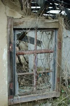Wall of the old building with window Fotos de archivo