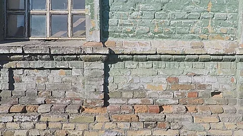 Wall of the old house of brick Stock Footage 112988631