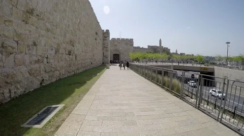 The wall of old Jerusalem Stock Footage 122695274