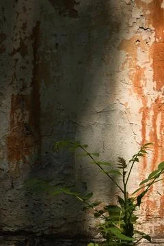 Wall of an old large chimney, close-up wall with rusty smudges Stock Photos