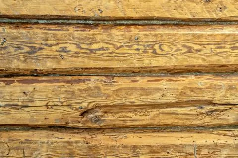 Wall of old logs. Stock Photos