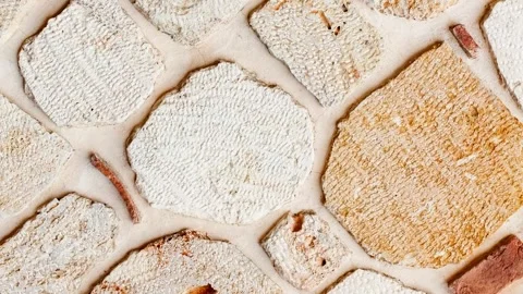 Wall, old masonry, ancient chipped stones, rotating 스톡 동영상 255035490