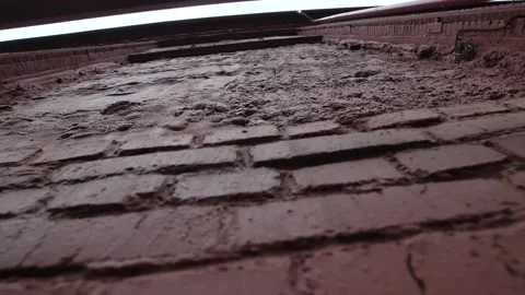 The Wall Of The Old Red Brick Building. Nicely. Stock Footage 174731742