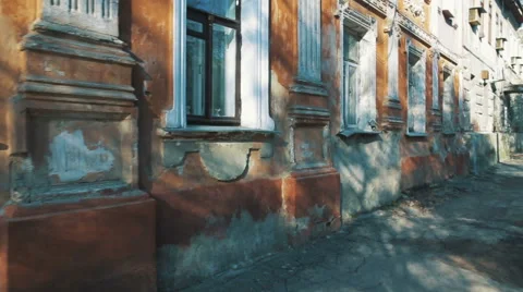 The wall of old ruined building Stock Footage 67987684