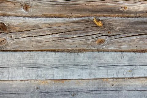 Wall of an old tree. cant timber. wooden house Stock Photos