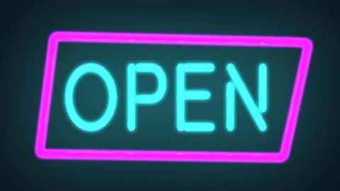 Wall open, neon open,open neon,open sign door,restaurant neon,welcome sign icon Stock Footage 116163280