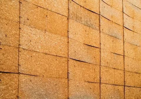 A wall of oriented strand boards Stock Photos