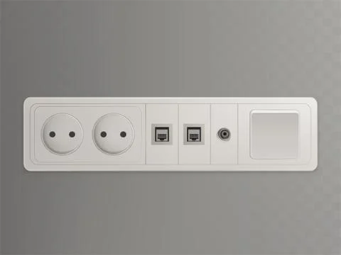 Wall outlet with different sockets 3d vector Stock-Illustration