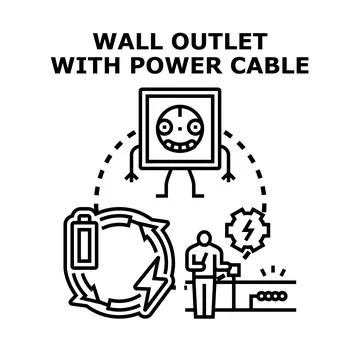 Wall outlet power supply concept vector drawing Stock Illustration