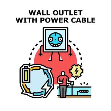 Wall outlet power supply concept vector drawing Stock Illustration