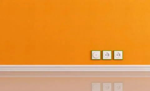 Wall outlets on the orange wall Stock Illustration