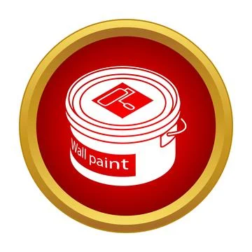 Wall paint bucket with roller icon Stock Illustration