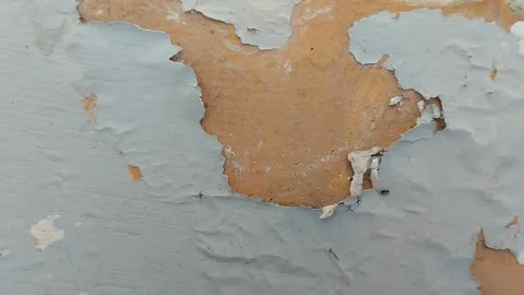 Wall paint that is peeling because the wall is damp Stock Footage 285590722