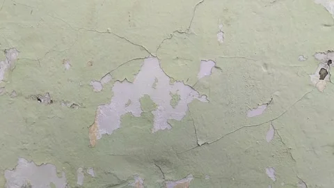 Wall paint that is peeling because the wall is damp Stockbeeldmateriaal 306206529