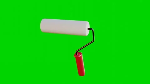 Wall paint roller 3d model rotates 360 degrees on green screen 스톡 동영상 242447459