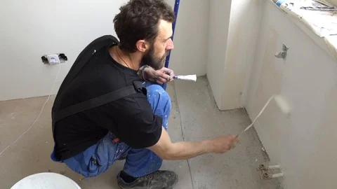 Wall Paint Worker 13 Stock Footage 106384658