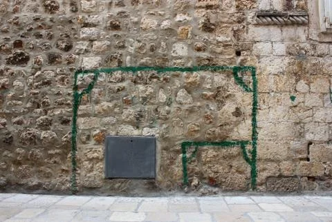 Wall-painted goalposts Stock Photos