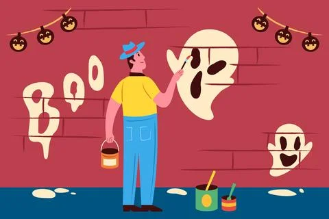 Wall Painting Ghost Stock Illustration