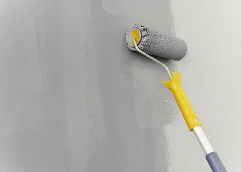 Wall painting with roller concept Stock Photos