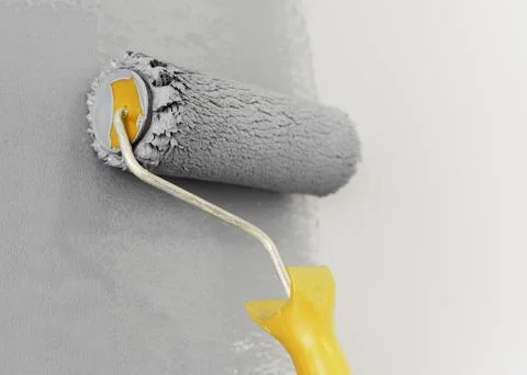 Wall painting with roller Stock Photos