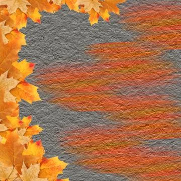 Wall paintings on plaster with a frame of maple leaves Stock Illustration