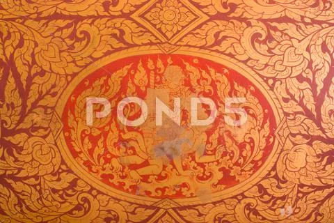Wall paintings of thai temples. Stock Photos