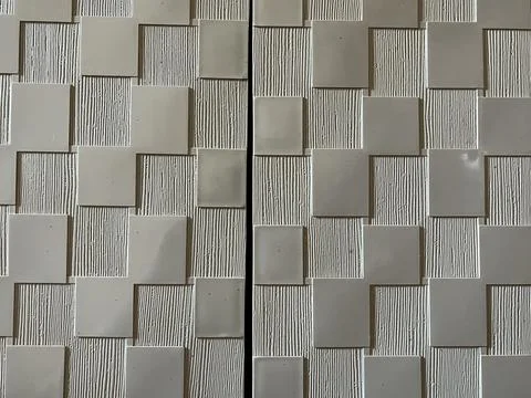 Wall panel with abstract checkerboard geometric pattern and embossed line Stock Photos