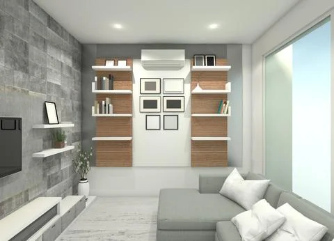 Wall Panel Background and Decoration with Wooden Furnishing for interior Living Illustrazione stock