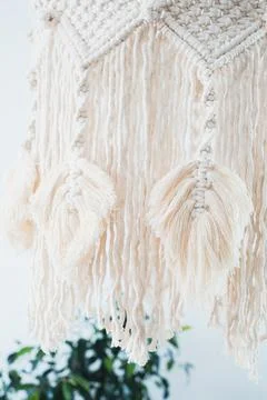 Wall panel boho style made with macrame technique Stock Photos