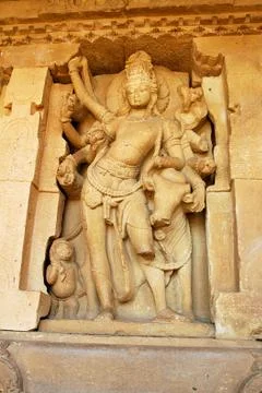 Wall Panel of Durga, Aihole Stock Photos